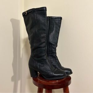 Naturalizer knee high black leather block heel boots